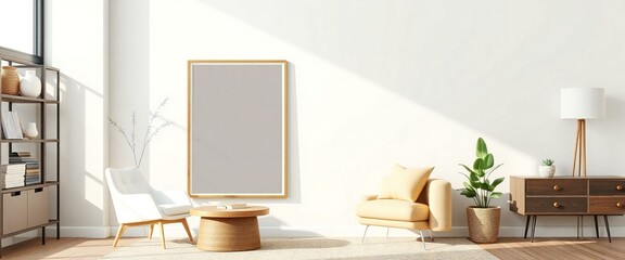 Modern living room with minimalist furniture and natural light accents