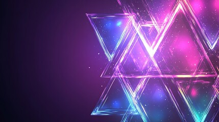 Abstract geometric background with vibrant neon triangles