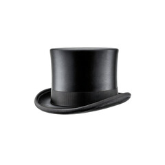 Cylinder black hat isolated on a transparent background, in a PNG format