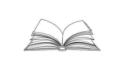 Open Book Outline on White Background.
