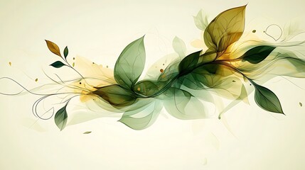 Abstract floral design with flowing leaves