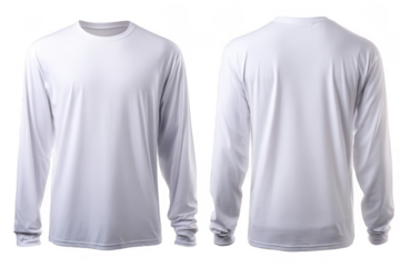 Blank white long-sleeve t-shirt, front and back views (7)