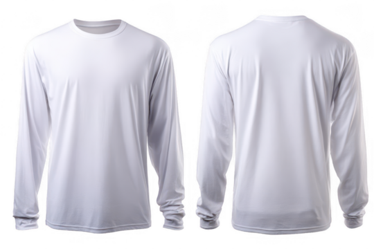 Blank white long-sleeve t-shirt, front and back views (7)