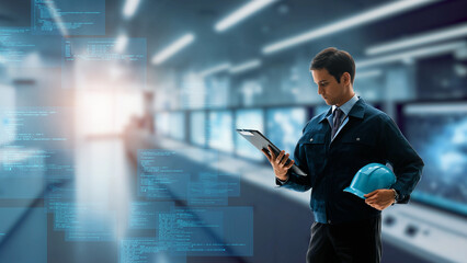 Factory engineers and digital technology