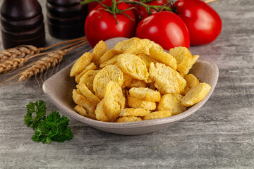 Crunchy croutons heap - roasted bread