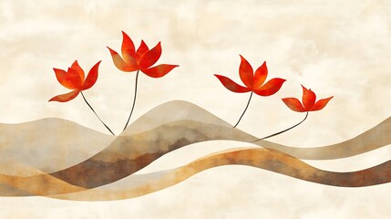Abstract floral design with flowing lines