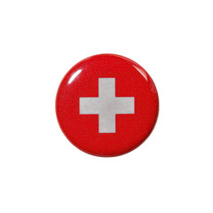 Obraz premium Round red button, white cross