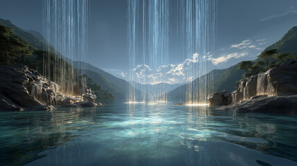 Concept of a data lake, big data collection, and information flow.