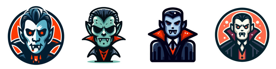 Halloween Vampire. Spooky Clipart Elements Line Art Vector Illustration. october night creature costume scary demon decoration party idea.