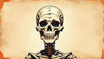 Cute skull halloween paper backdrop with copy space