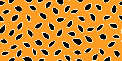 Seamless vector pattern featuring  abstract black drops with outlines on a yellow background. Organic shapes, modern design is ideal for textiles, branding, wallpapers, packaging, and digital prints.