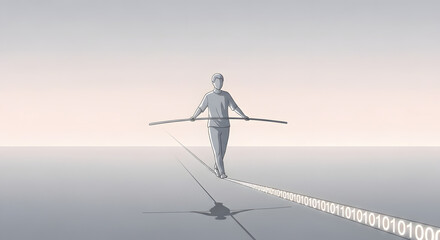 Tightrope Walker in Mist