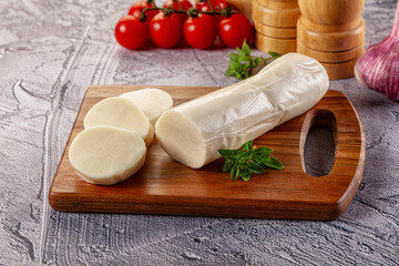 Italian dairy - mozzarella cheese with slices