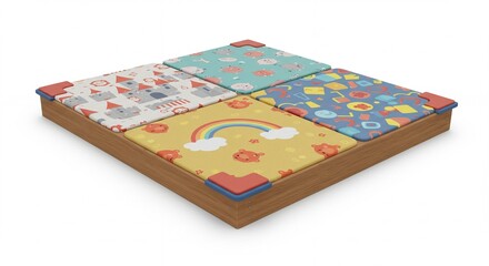 Colorful square sandbox playset for children