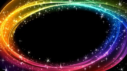 Obraz premium Colorful glowing oval frame with sparkling stars