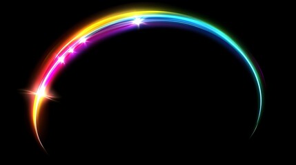 Obraz premium Colorful glowing rainbow arc on black background
