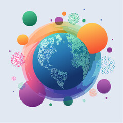 Vibrant Background, gradient of Textured circles and balls