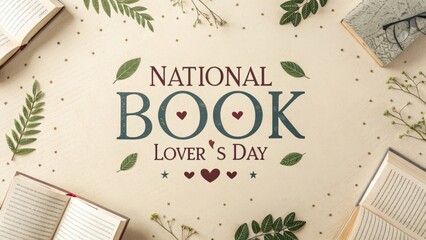 Celebrate National Book Lover's Day with open books, leaves, and stars for a cozy reading celebration.