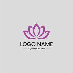 Vector art of a pink lotus flower logo design is isolated on white background