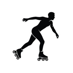 Silhouette of a person roller skating with arms outstretched in motion