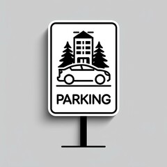 a clean and minimalistic black and white icon design for a parking sign