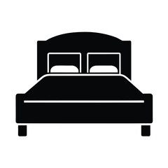 Double bed-icon in solid black hotel 