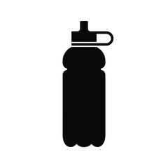 Simple black silhouette of a plastic water bottle with a flip top cap
