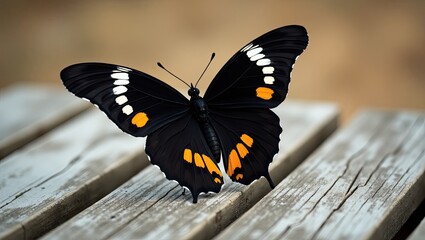 butterfly on a wooden background
