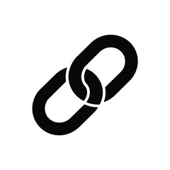 Simple black icon of two interlinked oval chain links on a white background