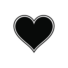 Simple black heart shape with white outline on white background