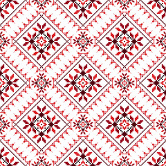 Red and White Ethnic Diamond Pattern – Geometric Weave