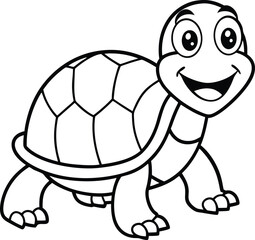 Friendly Turtle Line Art