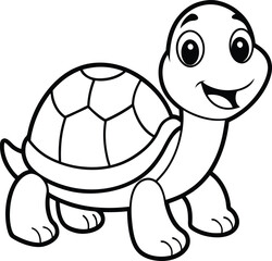 Cute Turtle Cartoon Outline