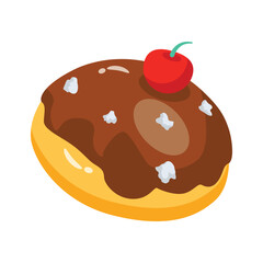 A tempting 2d style icon of bomboloni chocolate