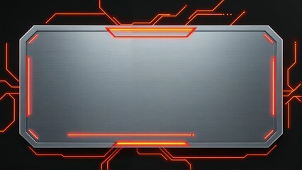 Futuristic technology banner template with orange neon lights for graphic design projects
