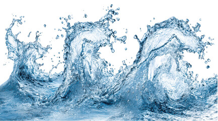 Water splashes, dynamic, icy blue