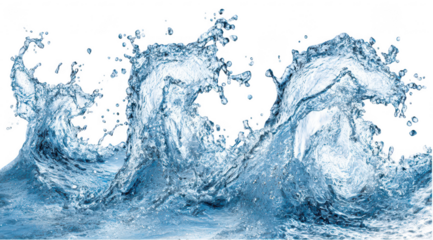 Water splashes, dynamic, icy blue
