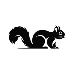 Stylized black silhouette of a squirrel with a bushy tail