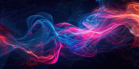 3D abstract mesh fabric with pink and blue waves. Textured and fluid design. Background image of red and blue gradient color with flowing fabric pattern background. Liquid texture design. AIG51.