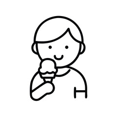 Child eating ice cream icon for blogs, websites, clipart, summer, food, childhood, fun, educational and awareness materials
