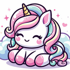vector image of cute unicorn