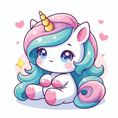 vector image of cute unicorn