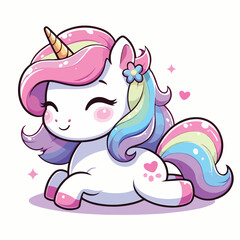 vector image of cute unicorn