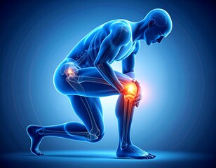 Man with knee pain, anatomical