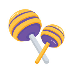 A shiny 2d style icon of round lollipops