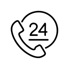 Obraz premium Phone icon with 24h support concept on transparent background 