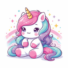vector image of cute unicorn