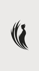 Fototapeta premium Stylized Silhouette of a Woman with Flowing, Feather-like Accents