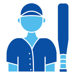 Baseball Icons In Blue Style, Vector Illustration