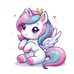 vector image of cute unicorn